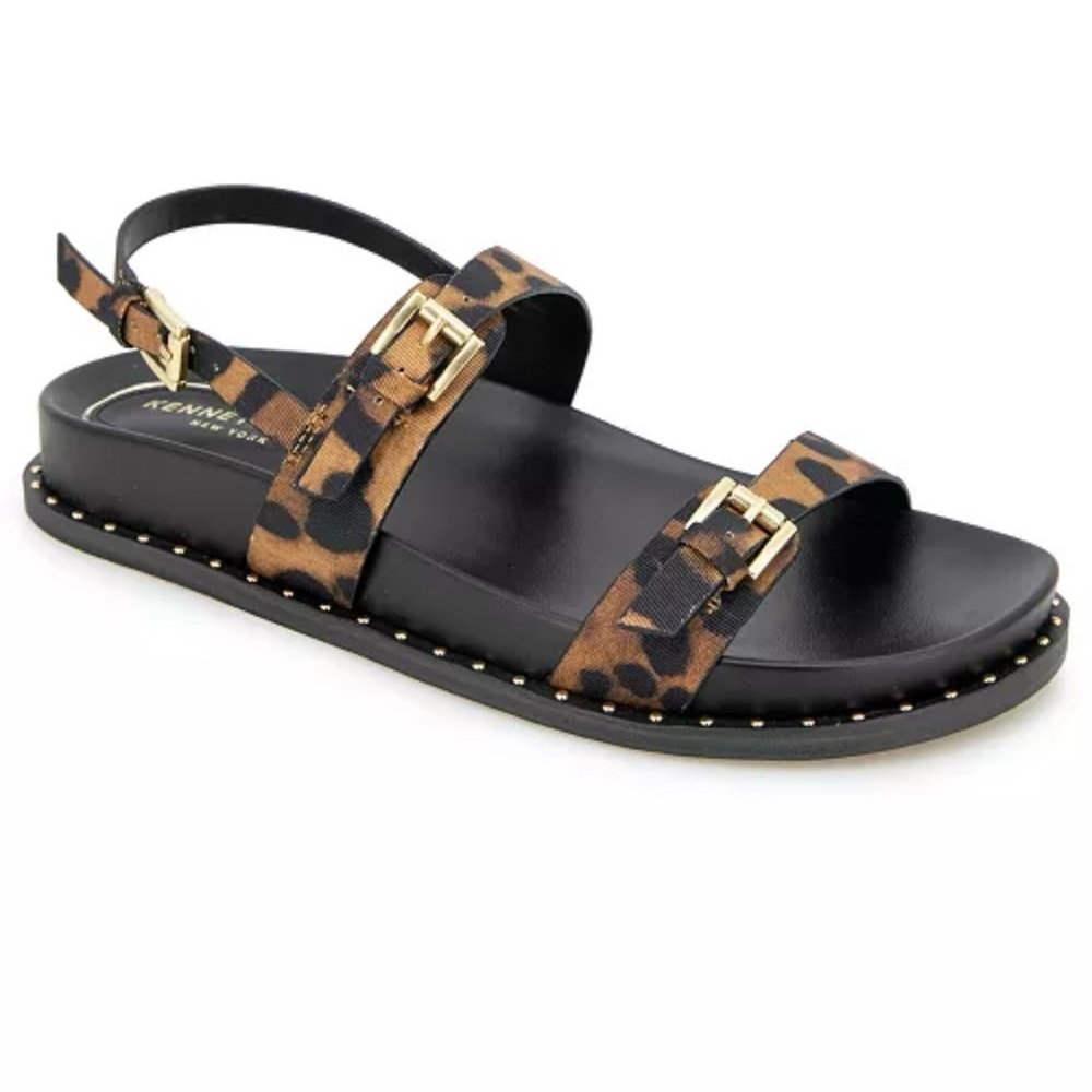 Kenneth Cole Brown and Black Sandals with Criss-Cross Straps